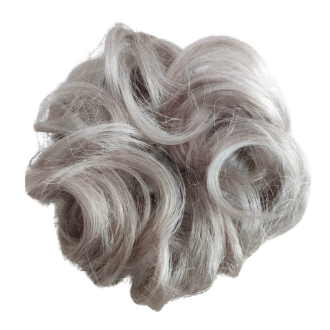 100% Real Hair Scrunchie color silver